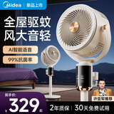 美的（Midea）电风扇空气循环扇暴风驱蚊落地扇家用大风力轻音净化扇-A 暖灰【驱蚊款】驱蚊抗菌+智能语音+10米送风