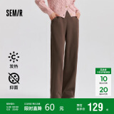 森马（Semir）休闲裤女发热抗菌长裤2024冬季气质摇粒绒纯色阔腿裤109724127001