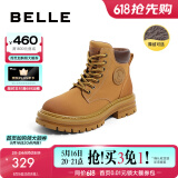 百丽（Belle）马丁靴女商场款大黄靴户外工装靴子厚底短靴Y4P1DDD2 棕色--厚绒 34 (220mm)