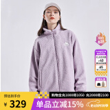卡帕（Kappa）羊羔绒外套情侣男女立领宽松开衫夹克毛绒香芋紫卫衣 雾霾紫-457 S