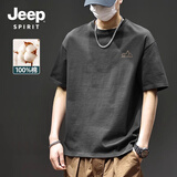 JEEP SPIRIT吉普纯棉男士短袖t恤夏季山系复古休闲男款半袖220G重磅宽松体恤