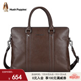暇步士（Hush Puppies）公文包单肩斜跨手提包头层牛皮手拿包男士商务包电脑包送礼物棕色