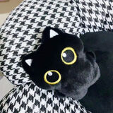 璐凯迪大眼黑猫挂件朋克风小黑猫毛绒钥匙扣包包挂件摇滚小猫节日小礼物 全身黑猫-无眼镜