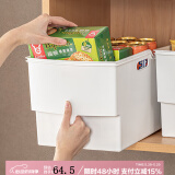 家の物语（KATEI STORY）日本橱柜收纳盒厨房多功能塑料储物盒碗碟调料收纳筐冰箱收纳盒 带手柄收纳盒-【中号4个装】