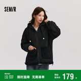 森马（Semir）森马外套女仿羊羔毛摇粒绒双面穿连帽重磅夹克24新款109724108002