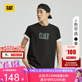 CAT卡特春新品男凉感设计反光logo印花短袖T恤轻户外 黑色 L