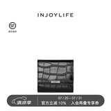 INJOYLIFE钱包女鳄鱼纹真皮折叠优雅短款钱夹女生三折小皮夹 黑色
