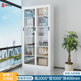 华豫钢鼎钢制推拉门文件柜玻璃移门书柜透明办公室密码锁铁皮档案柜资料柜 2米高*1.0米宽纯白色移玻柜6 0.8mm