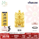 周生生3期免息男黄金转运珠 charme XL酷黑守护信念勇气串珠单颗 貔貅86330C