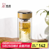 希诺（HEENOOR）双层玻璃杯家用办公水杯女高颜值过滤泡茶杯子XN-9351鹅黄色240mL