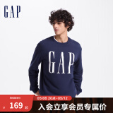 Gap男女装字母印花大logo圆领抓绒卫衣609136简约经典款 海军蓝 165/88A(S) 亚洲尺码