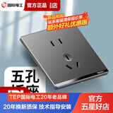 TEP国际电工86型家用暗装开关插座五孔带双控开关面板大板哑光星空灰 五孔(大功率特价试用限购1个) 插座