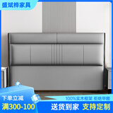 轻奢简约实木双人床头板单买免拆洗科技布床靠背软包新款可定制 浅灰【科技布】送货到家 1.8米长床头