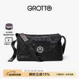 GROTTO个乐黑石包经典大容量植鞣绵羊皮单肩斜挎通勤软包男女款520礼物 黑石L（银标）