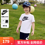 NIKE  3BRAND 耐克男女童纯棉短袖T恤+短裤2件套装夏季新款短袖套装 正黑色 120 /60 【建议身高110-116cm】
