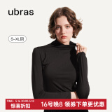ubras肌底衣长袖上衣基础打底衫秋冬美拉德穿搭保暖内衣女 半高领-黑色 L
