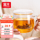 富光花茶杯 男女士茶水分离杯子 双层办公泡茶玻璃杯带把高硼硅水杯