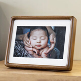 中萃黑胡桃实木相框摆台高级定制加洗照片6寸8寸礼物纪念日装饰摆件 金丝柚木 6寸【摆挂两用】内尺寸10.2*15.3