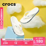卡骆驰crocs贝雅卡骆班运动拖鞋男鞋女鞋居家夹脚平底人字拖鞋|205393 白/深蓝-126 39 (240mm)