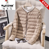啄木鸟品牌女装轻薄羽绒棉服大码内胆加厚保暖2025年冬季新款棉衣袄外套 卡其色 5XL 140-160斤