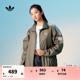 adidas情侣款复古风梭织立领夹克外套男女阿迪达斯官方三叶草 岩层橄榄绿 XL