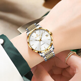 劳力士王子原装正品瑞士女士手表全自动机械表防水夜光真钻金表时尚进口女表 间金白面