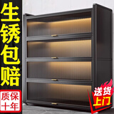 康物语厨房用具置物架落地多层调料置物架多功能家用收纳柜餐边柜 三层长70宽36高80_灰色