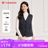 坦博尔轻薄羽绒马甲女中老年开衫内恤背心TD236012 黑色 L (170)