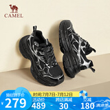 骆驼（CAMEL）【银月】老爹鞋女新潮撞色增高厚底休闲鞋 L24A283742 黑/银 37