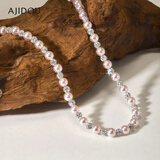 AJIDOUU阿吉豆项链新年礼物 时尚优雅珍珠水晶串珠项链送女友送老婆
