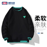 GENIOLAMODE卫衣男撞色假两件不规则时尚个性圆领上衣男