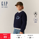 Gap【大小童同款】男女童仿羊羔绒加厚卫衣上衣646064 海军蓝 140 cm (10-11岁) 亚洲尺码