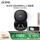 科大讯飞【国家补贴】AI会议降噪无线蓝牙耳机Pro2 夜影黑 录音翻译智能入耳式耳机 适配苹果华为小米