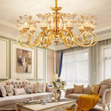 青铜时代 客厅吊灯欧式吊灯全铜客厅美式大厅卧室餐厅吊灯客厅灯中山灯具 全铜吊灯-12头单层