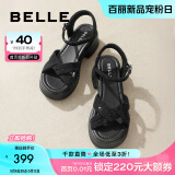 百丽（Belle）满钻条带繁星休闲凉鞋女商场款厚底凉鞋A9S2DBL4母亲节预售 黑色 37 (235mm)