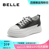 百丽（Belle）小白鞋女鞋商场款厚底增高一脚蹬单鞋透气休闲鞋U8N1DAM3预售 黑色 37 (235mm)