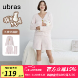 ubras【虞书欣同款】兔绒绒开襟家居服套装厚款女加绒睡衣冬季女 【长袖短裤套装】粉晨色 XL