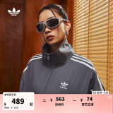 adidas情侣款复古风梭织立领夹克外套男女阿迪达斯官方三叶草 深灰 L