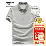 七匹狼短袖T恤男夏季桑蚕丝Polo打底衫男士凉感5A抗菌翻领短T男装上衣 003中灰-天丝面料 4XL 190/104A