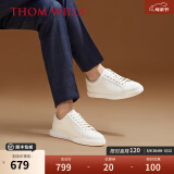 THOM WILLS真皮小白鞋男士夏季休闲板鞋商务透气百搭正装鞋真皮牛皮男鞋舒适 白色G014-1 42 /8码