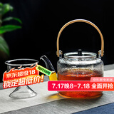 雅集煮茶壶 蒸煮二用提梁壶大容量烧水壶黑茶普洱煮茶器1100ml 锤纹款