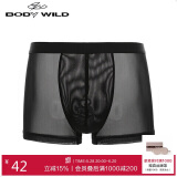 BODYWILD男士内衣透气网纱轻薄舒适装腰平角内裤ZBN23EG4黑色175