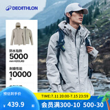 迪卡侬（DECATHLON）冲锋衣男三合一男女夹克防风防水夹克男保暖可拆卸内胆抓绒衣外套 男款 月白色 S