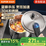 苏泊尔（SUPOR）高压锅 304不锈钢蓝眼系列家用压力锅燃气快煮电磁炉明火通用 (5.2L 3-4人使用)口径 22cm