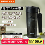 苏泊尔（SUPOR）水杯大容量塑料杯便携男女学生儿童水杯运动户外杯 夜幕黑650ml