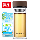 富光 男女士双层玻璃杯 高硼硅玻璃304茶隔水杯子 带茶隔泡茶杯500ml
