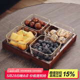 格娜斯 玻璃水果盘客厅复古轻奢创意零食分格干果盘北欧ins点心糖果盘