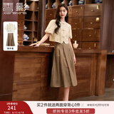 香影新中式国风套装裙女2025春夏新款一整套穿搭衬衫半身裙两件套 米色 S