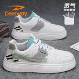 德尔惠（DEERWAY）男鞋子男2025夏季板鞋男士百搭透气休闲运动鞋 白灰绿 42