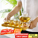 金镶玉 玻璃套组 高硼硅手工耐热耐高温水具功夫茶具 花茶壶茶杯HP-01